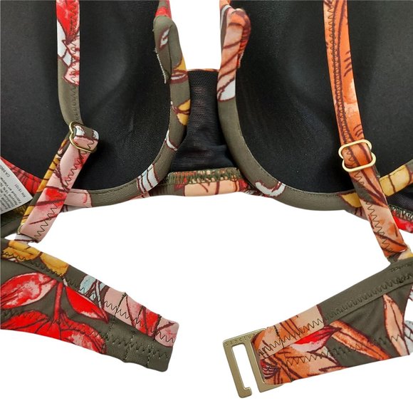 Sanctuary Green Bikini Adjustable Strap Floral Print Womens Size Small - Picture 7 of 10